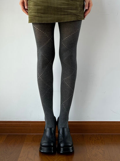 Smokey Grey Check Pattern cotton Tights