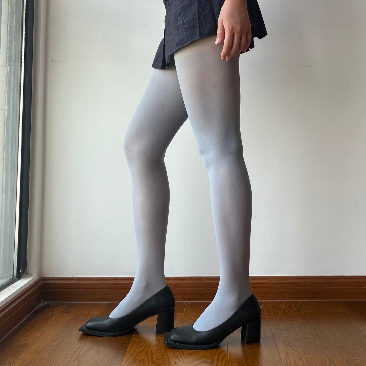 Smoky Blue Velvet Tights