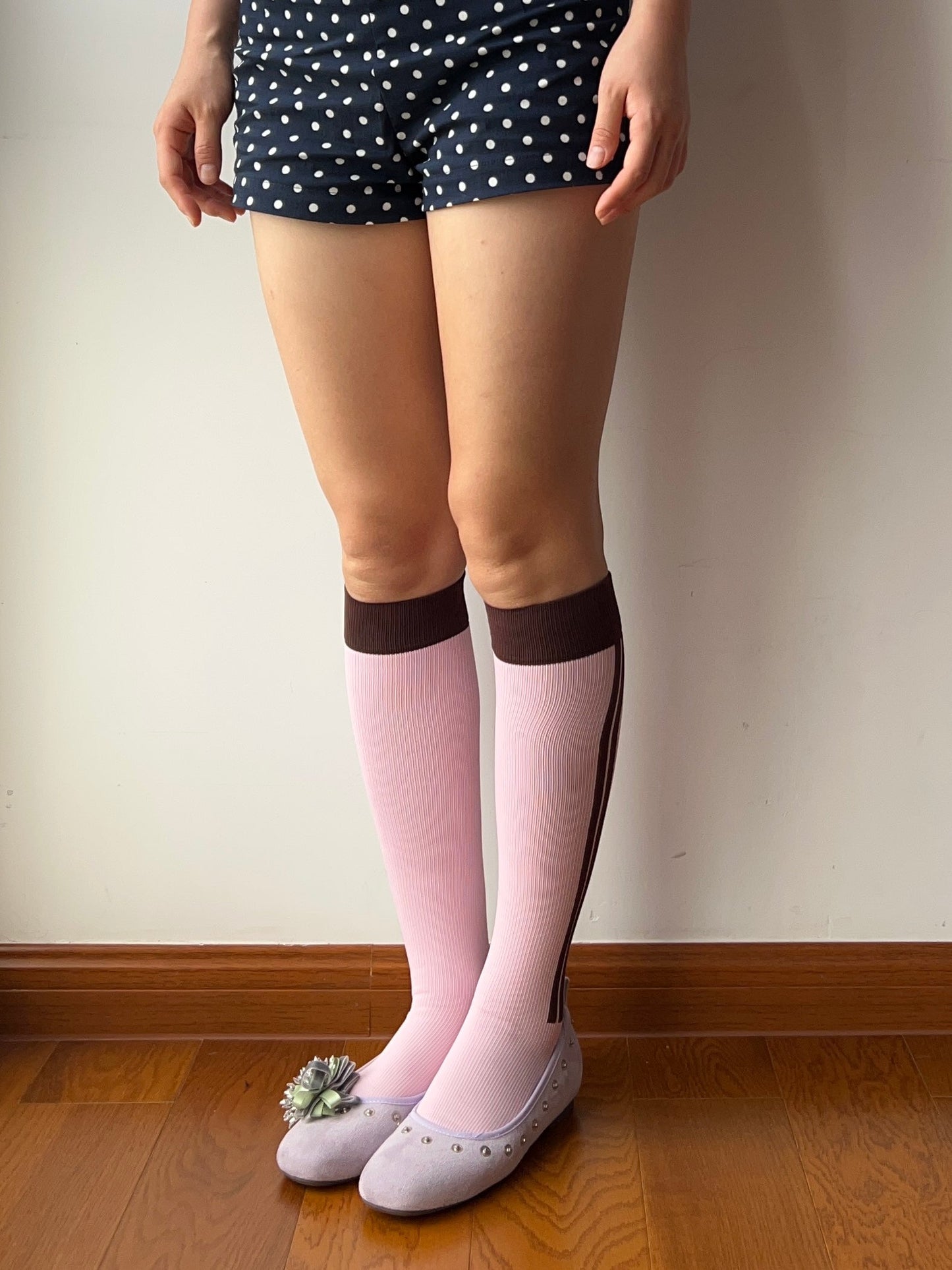 Pink Stripe Compression Knee High Socks