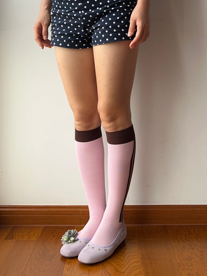 Pink Stripe Compression Knee High Socks