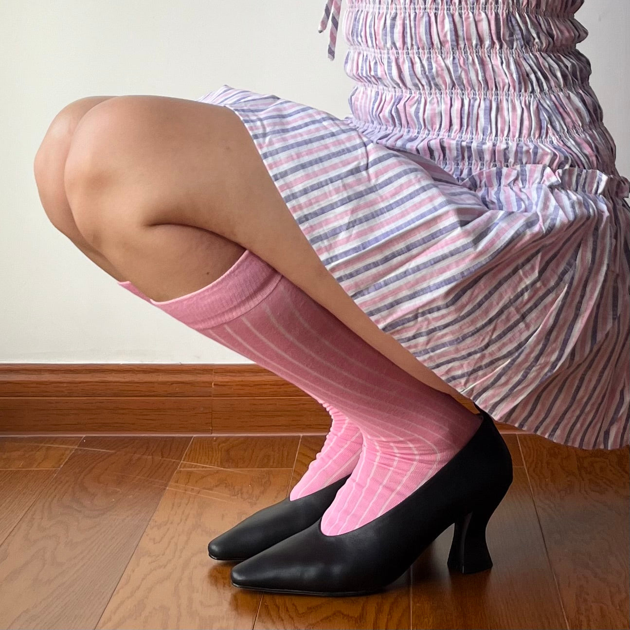 Pink Cotton Knee High Socks