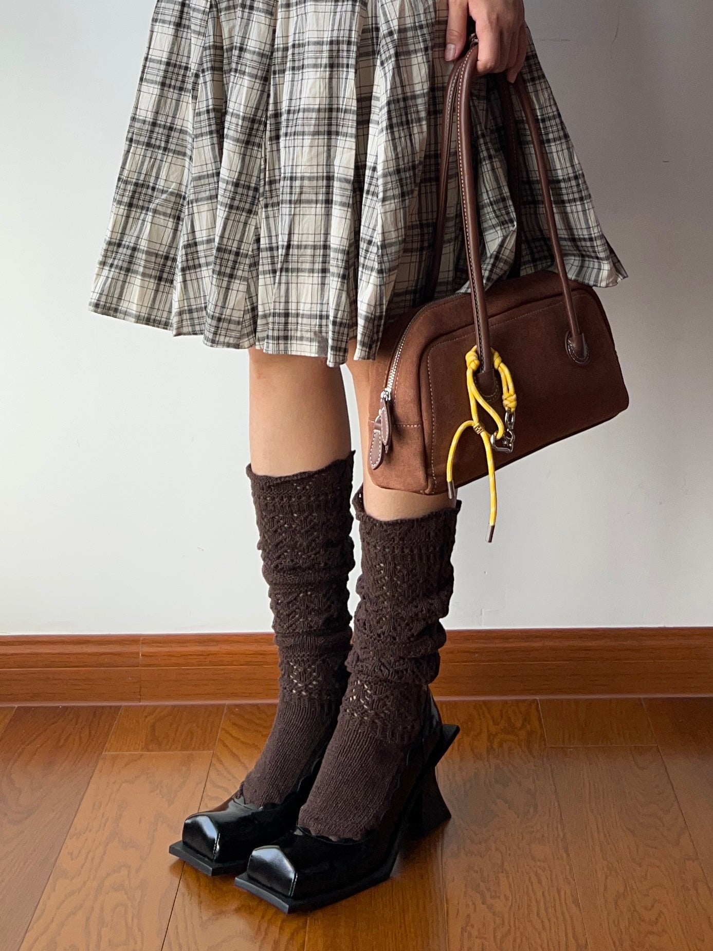 Coffee Wool Blend Knee High Socks