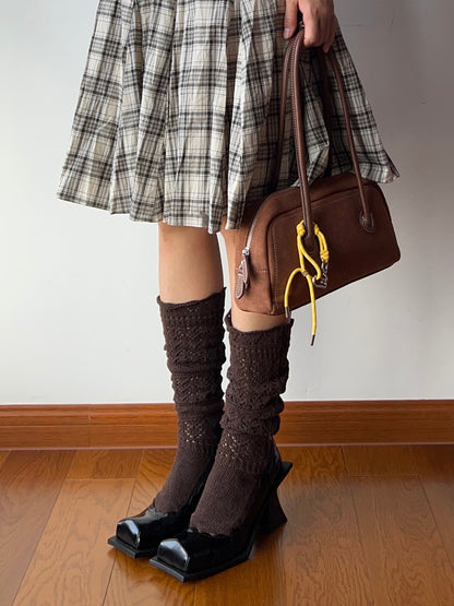 Coffee Wool Blend Knee High Socks