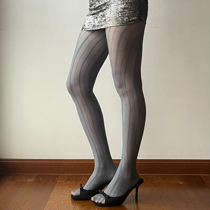 Blue Stripe Sheer Tights