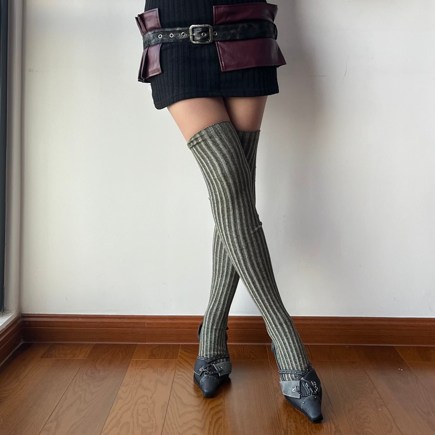 Green Knitted Over the Knee Socks