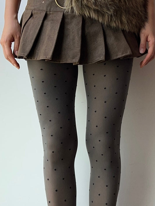 Grey Polka Dots Velvet Tights