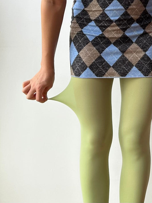 Avocado Green Velvet Tights