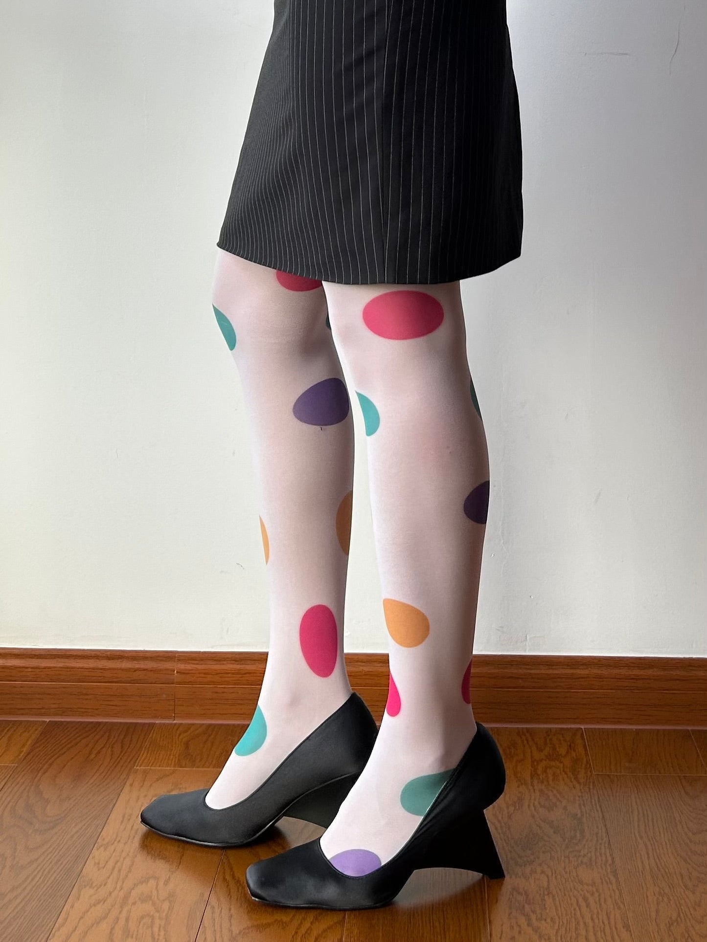 Multicolor Polka Dots Print Tights