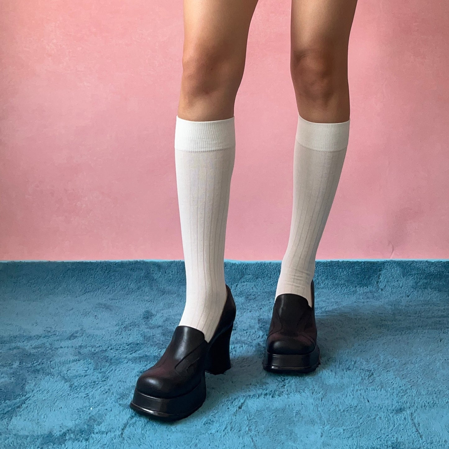 White Cotton Knee High Socks