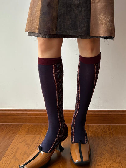 Vintage Inspired Embroidered Knee High Socks