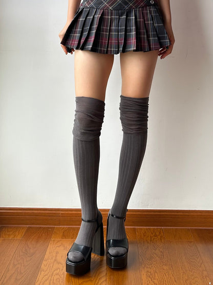 Smokey Grey Cotton Over the Knee Socks