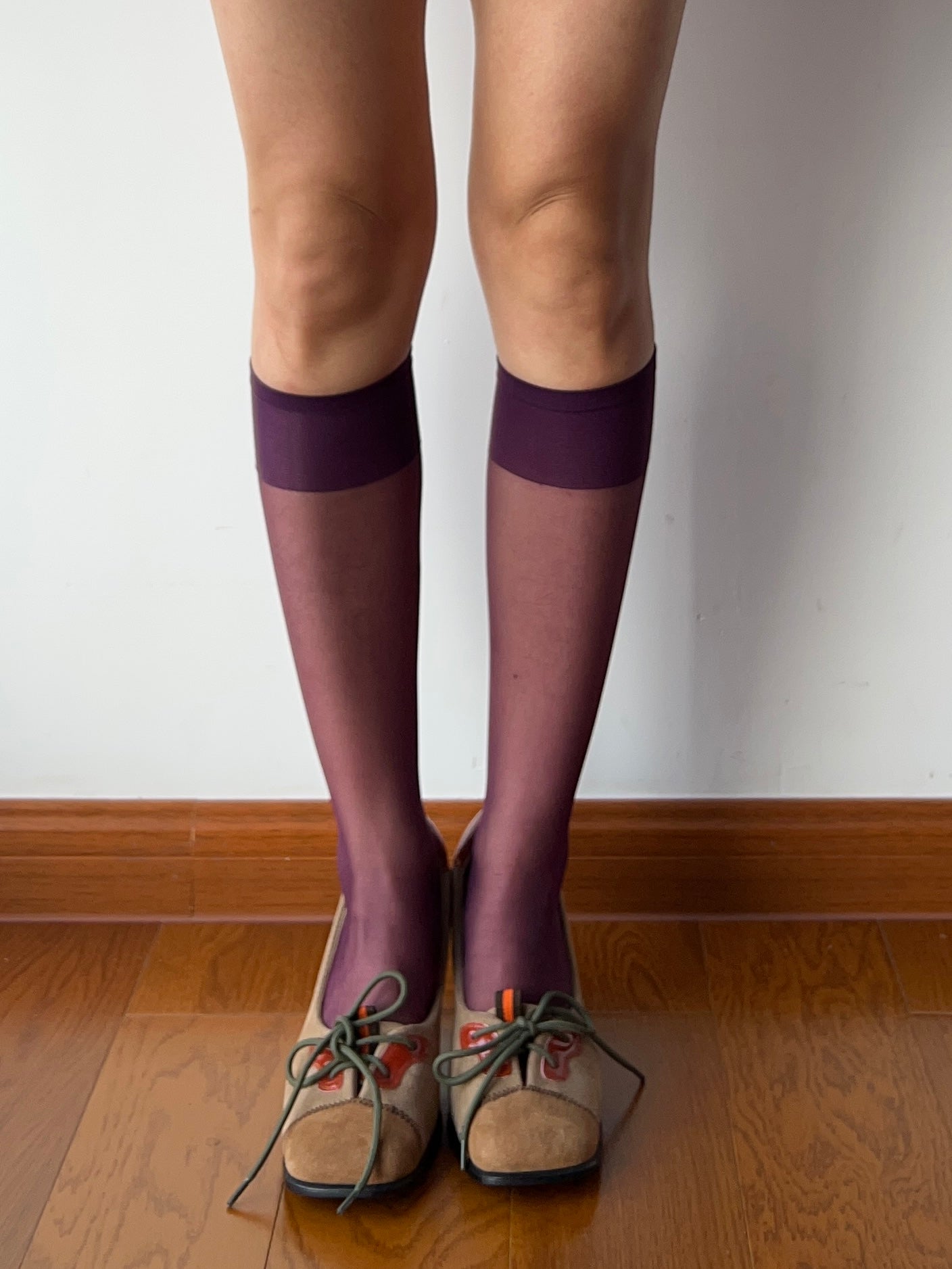Dark Purple Sheer Knee High Socks