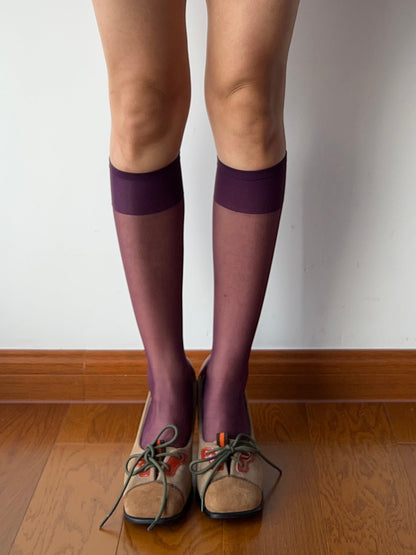 Dark Purple Sheer Knee High Socks
