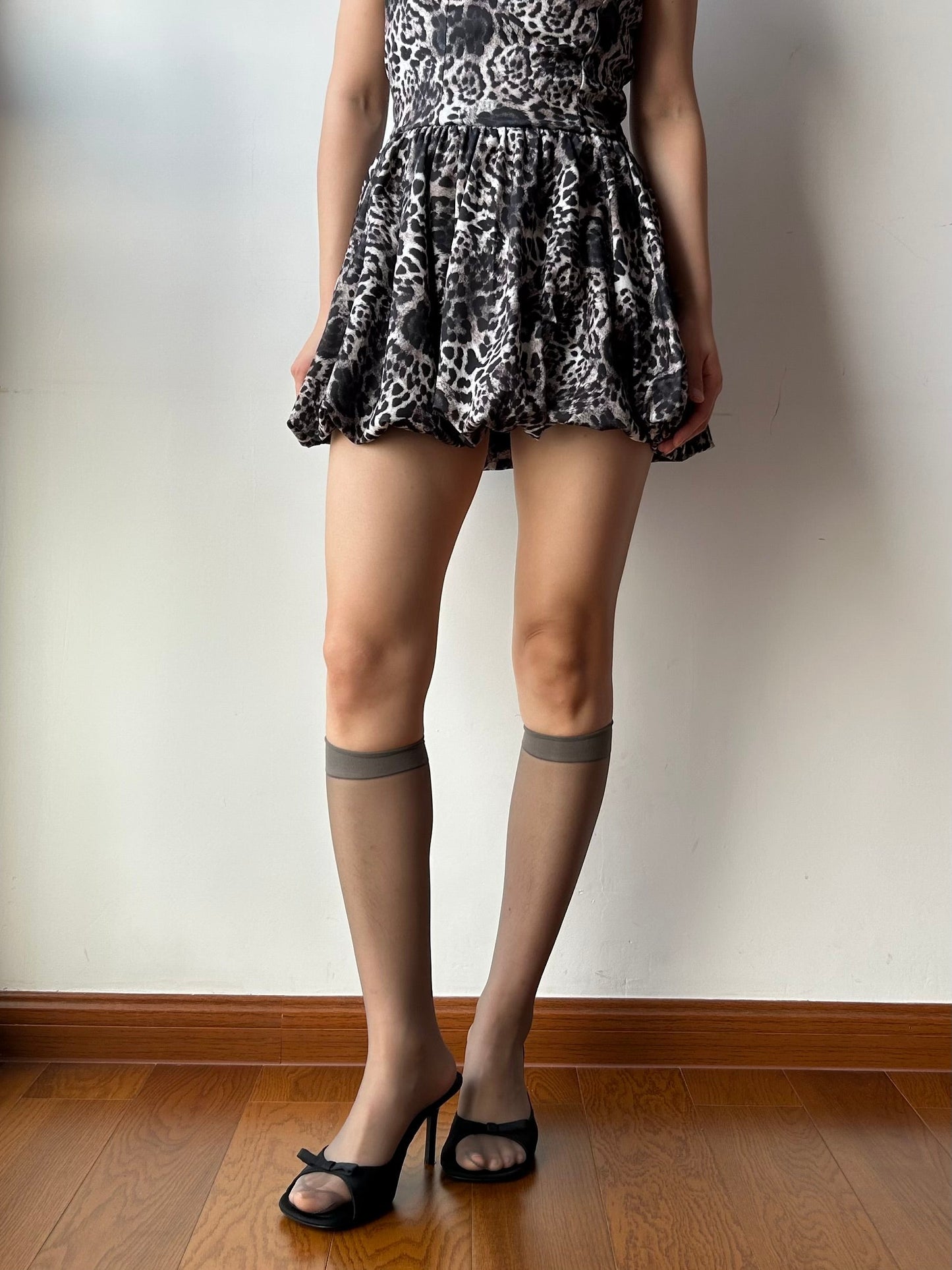 Grey Sheer Knee High Socks