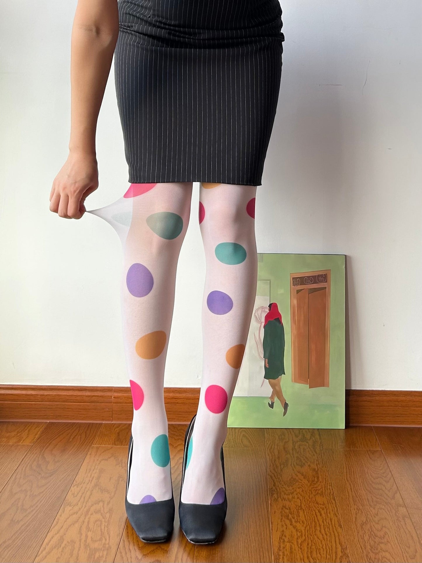 Multicolor Polka Dots Print Tights
