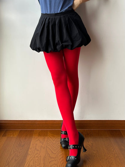 True Red Velvet Tights