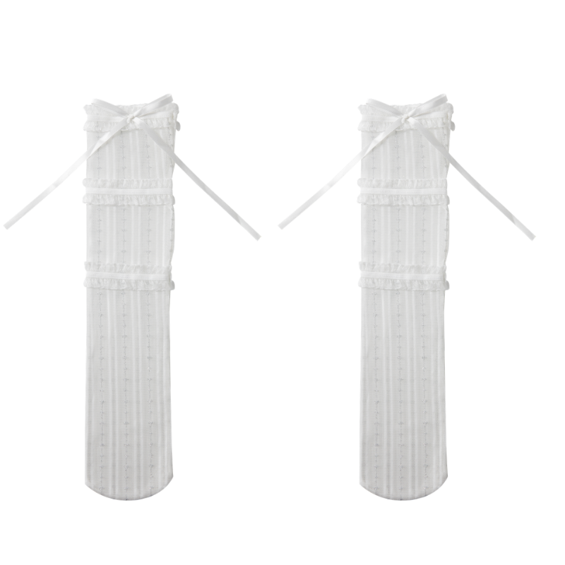 White Mesh Ruffle Bow Deco Knee High Socks