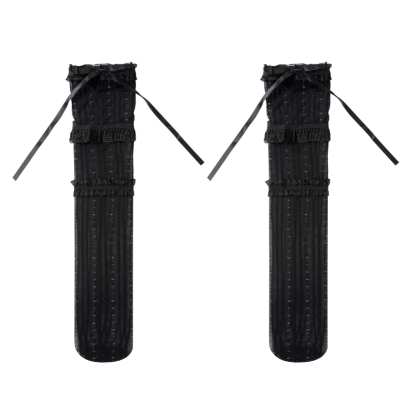Black Bow Deco Ruffle Mesh Knee High Socks