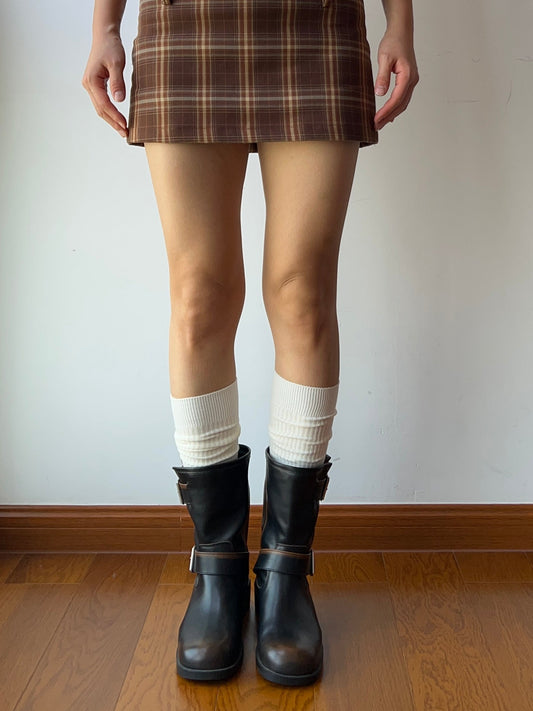 White Wool Blend Knee High Socks