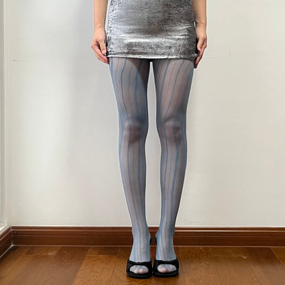 Blue Stripe Sheer Tights