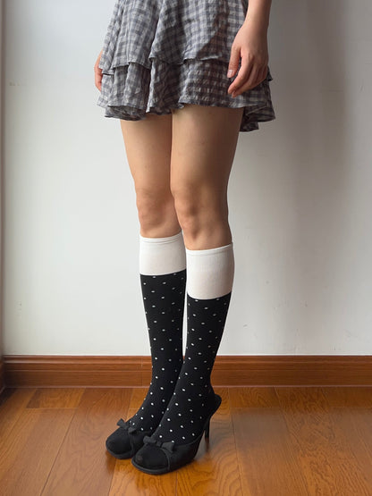 Black Polka Dots Knee High Socks