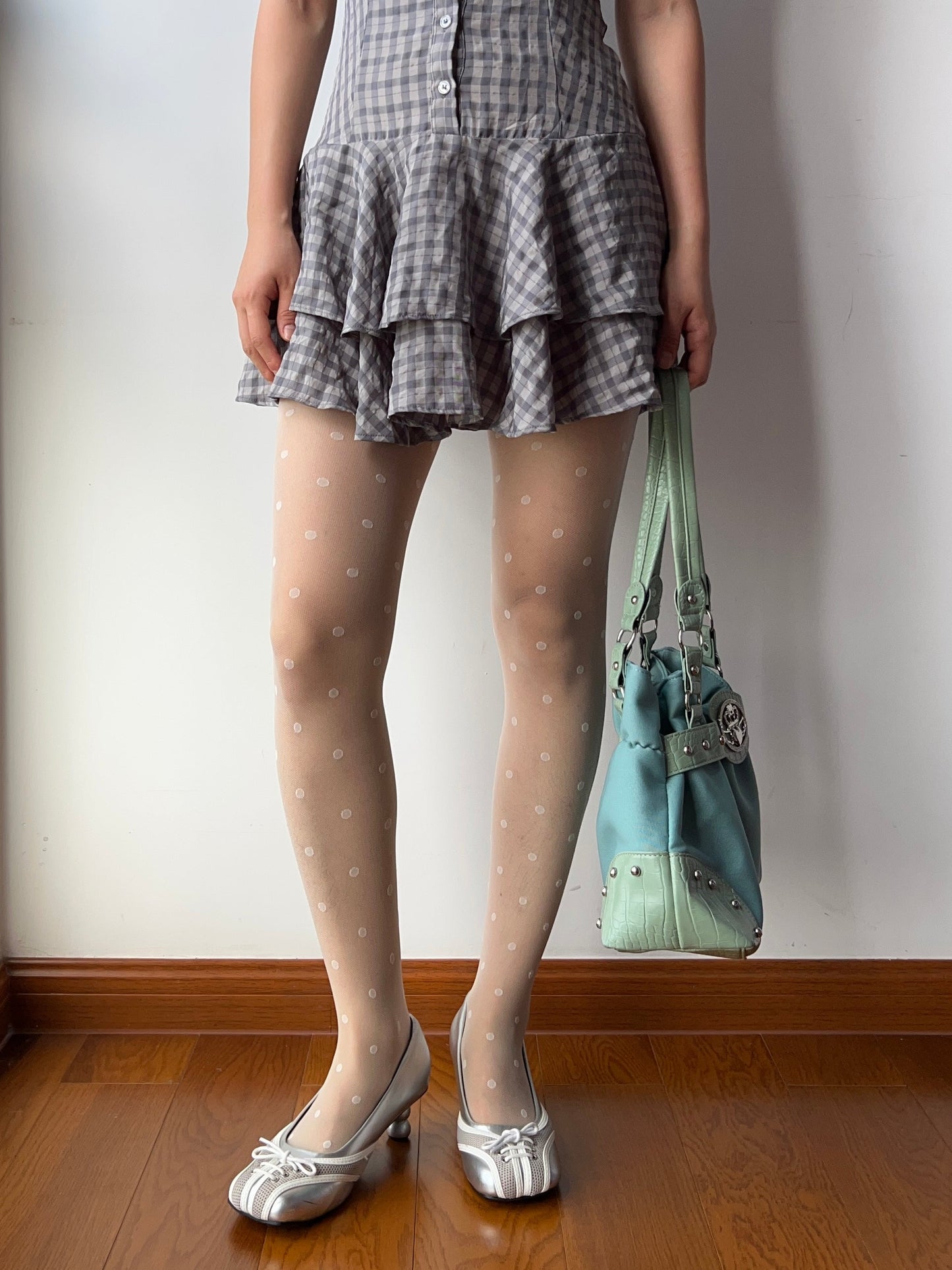 Cream Polka Dots Sheer Tights