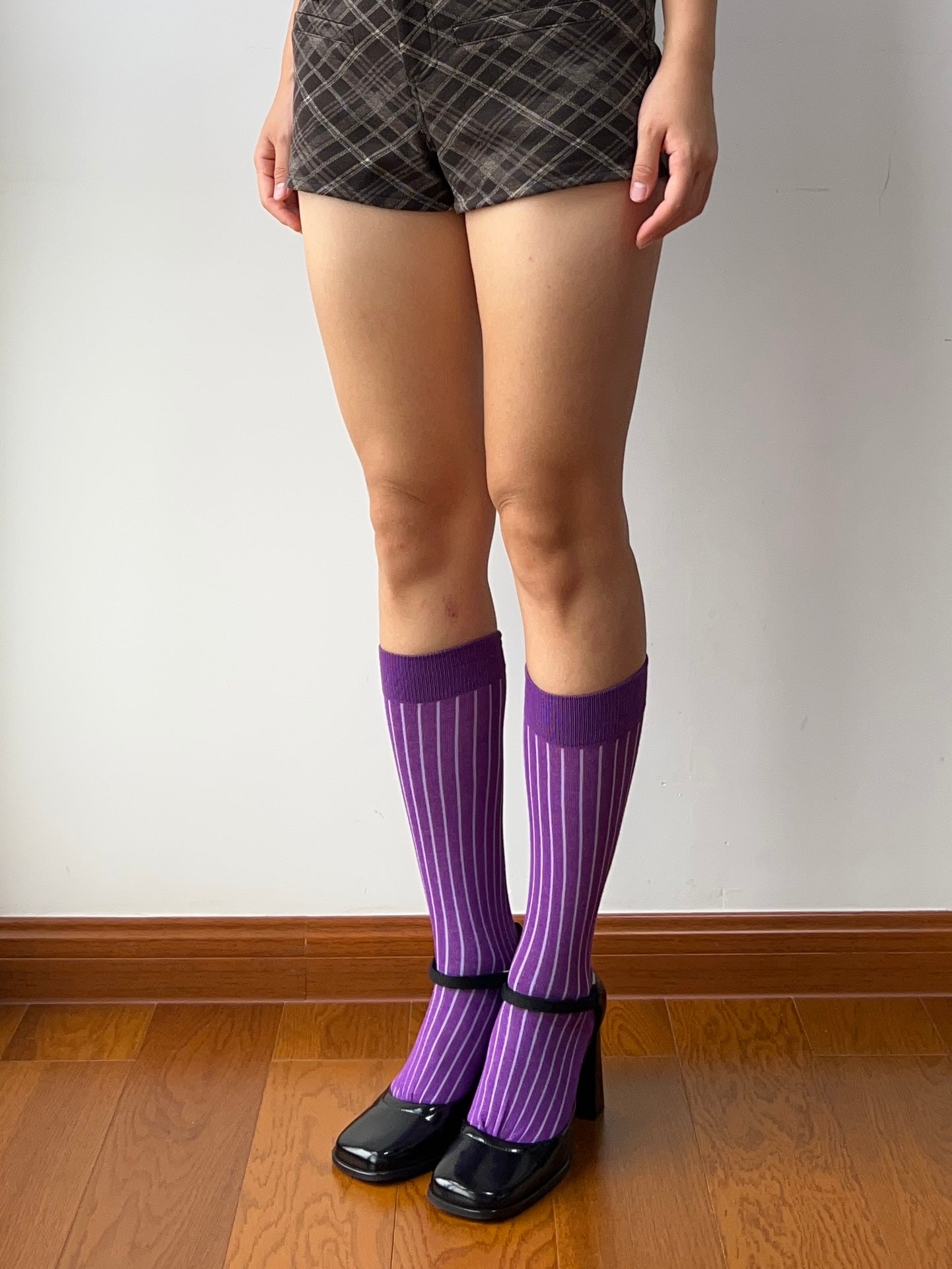 Purple Cotton Knee High Socks