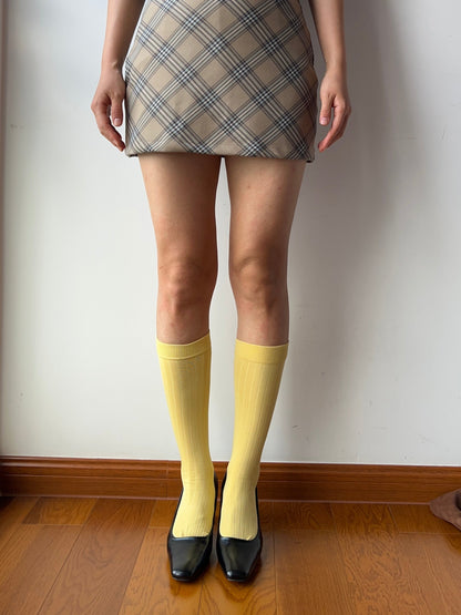 Yellow Cotton Knee High Socks