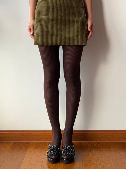 Coffee Ribbed Tights