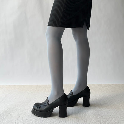 Smoky Blue Velvet Tights