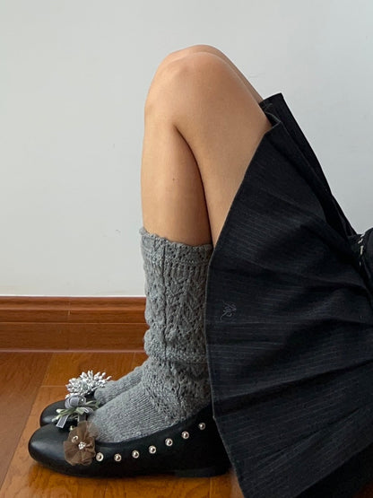 Smokey Grey Wool Blend Knee High Socks