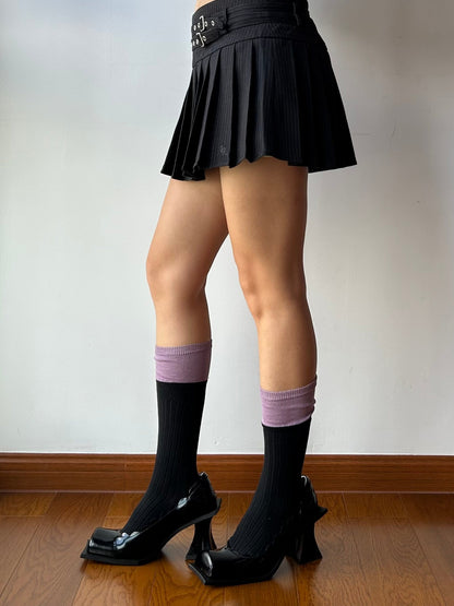 Purple + Black Cotton Knee High Socks