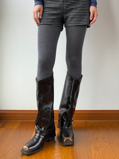 Smokey Gray Wool Blend Tights