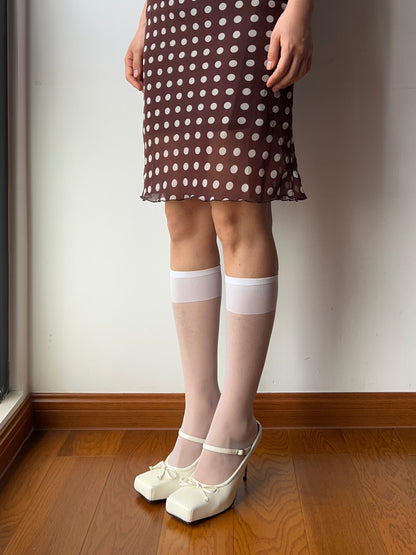 White Sheer Knee High Socks