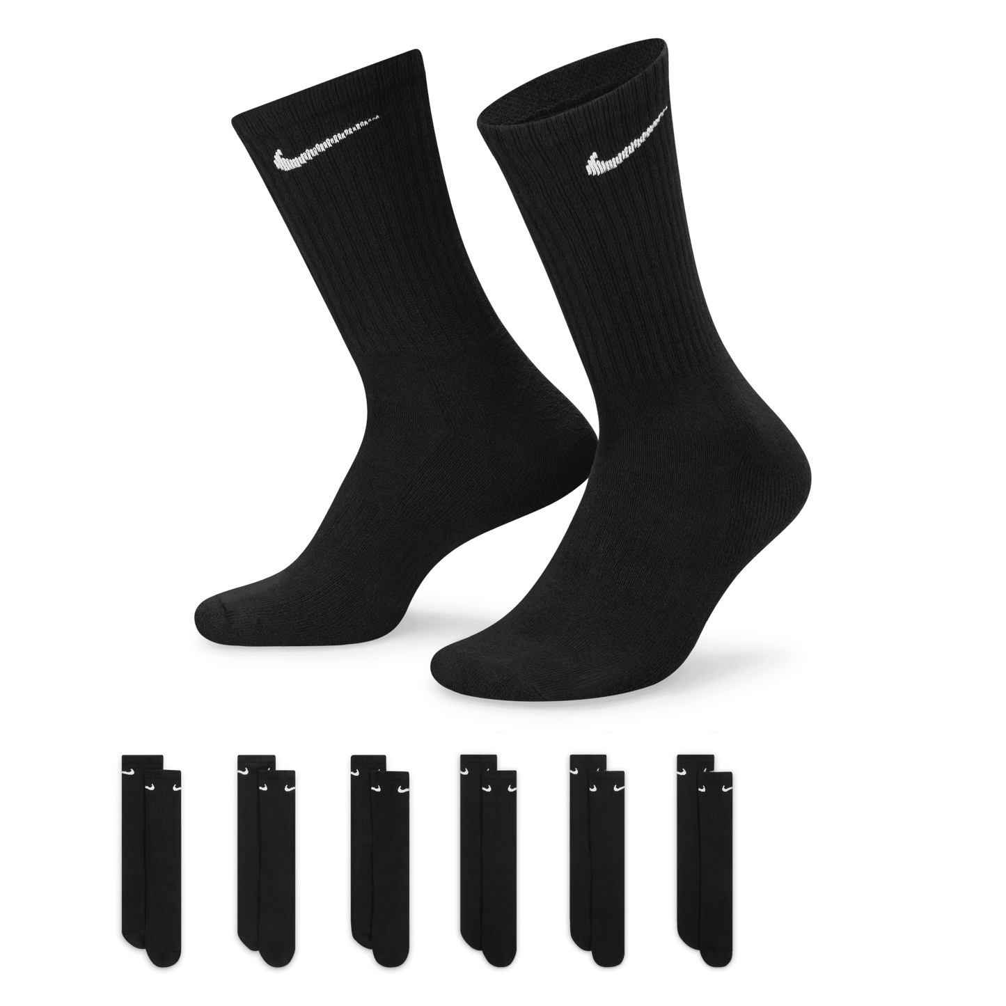 Nike Everyday Cushioned Training Crew Socks (6 Pairs) - Black