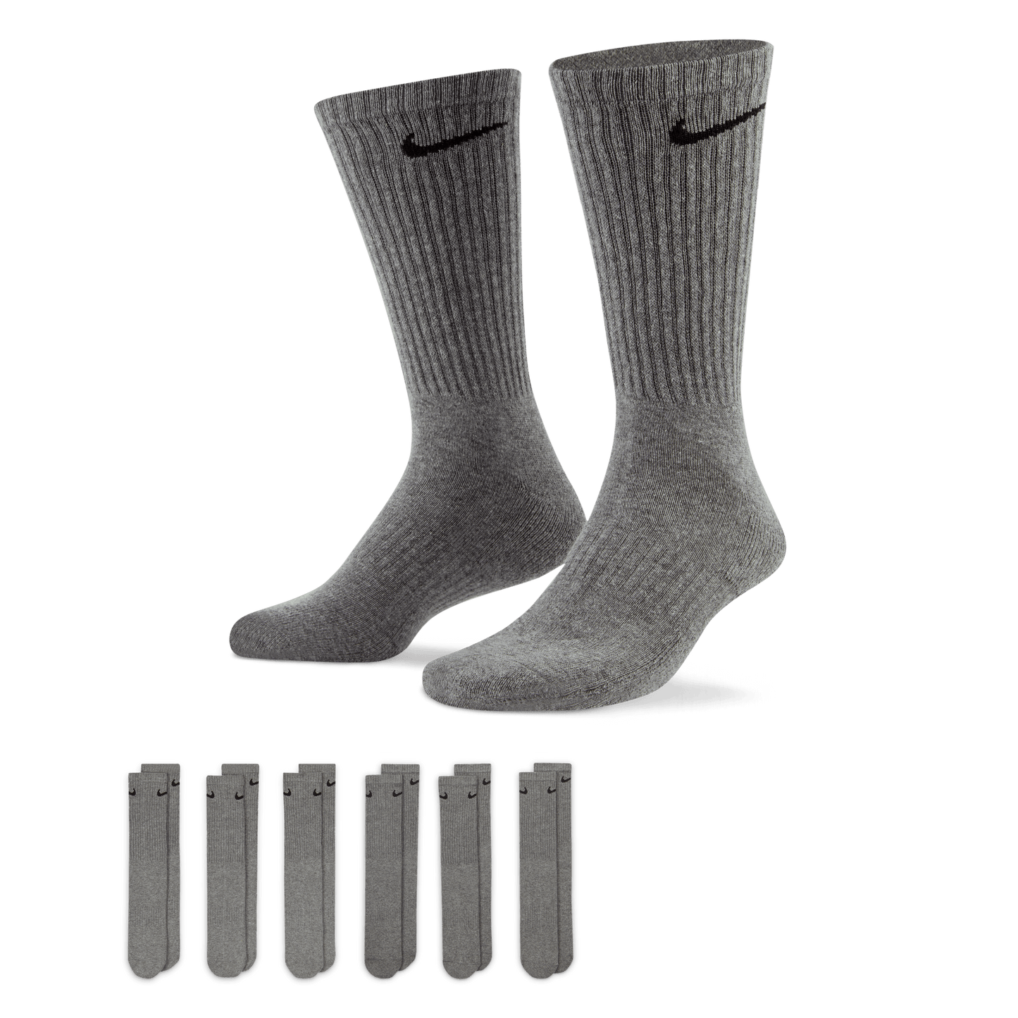 Nike Everyday Cushioned Training Crew Socks (6 Pairs)-Heather Grey