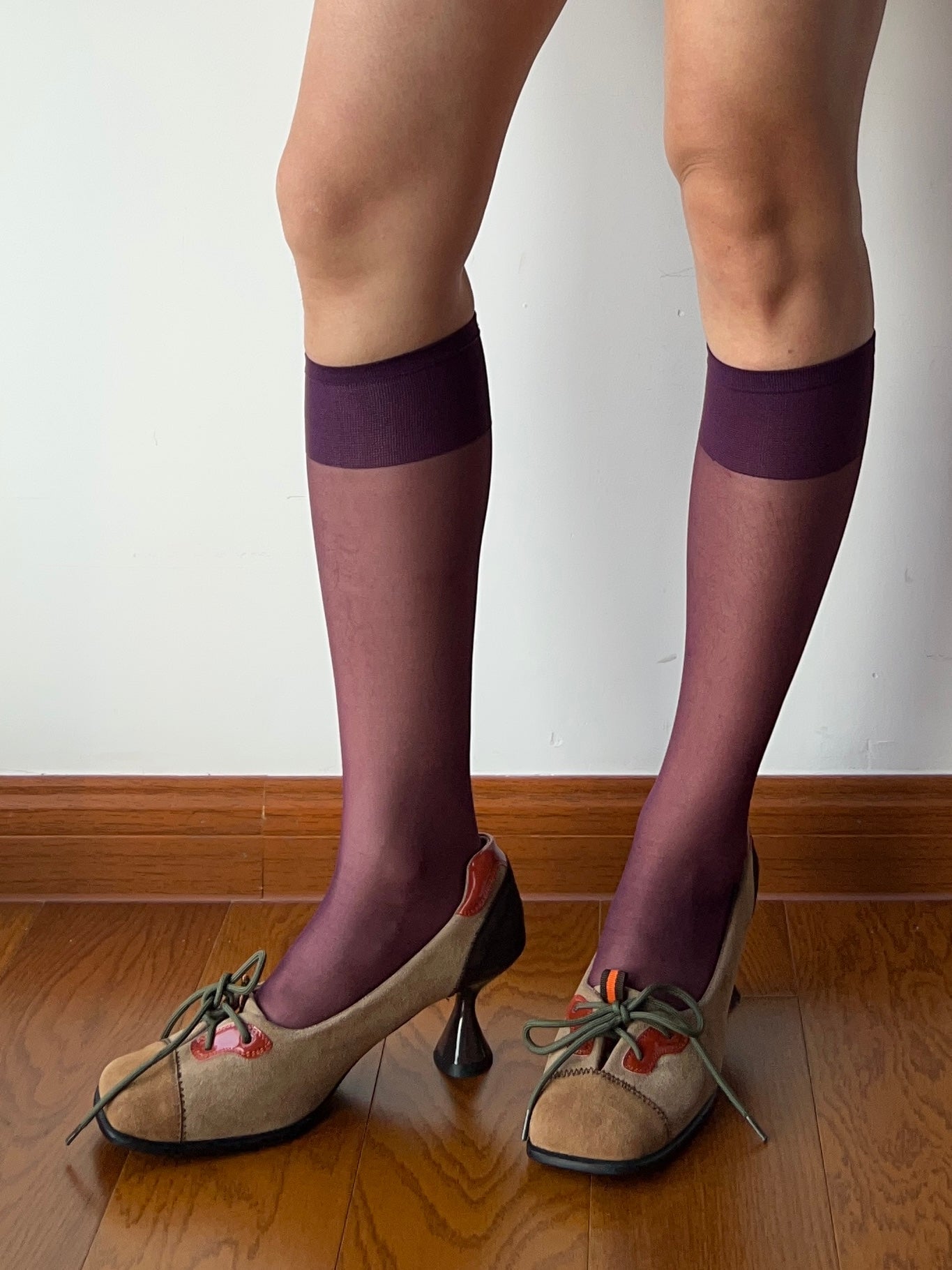 Dark Purple Sheer Knee High Socks