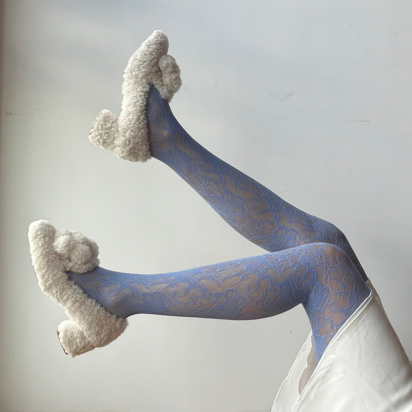 Purple Floral Pattern Fishnet Tights