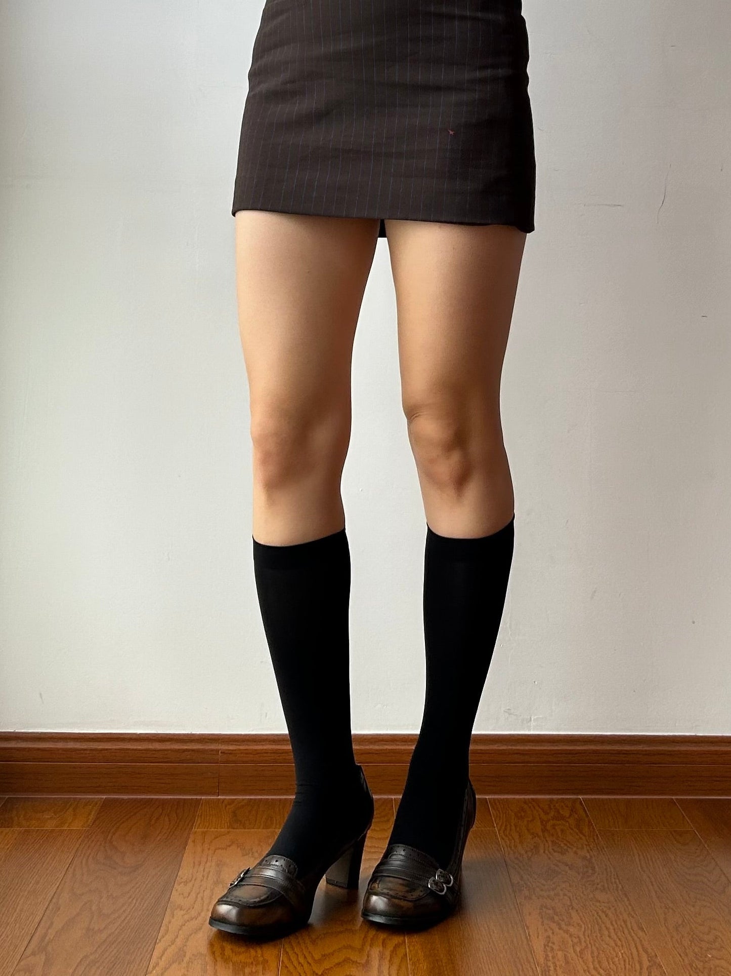 Black velvet knee high socks