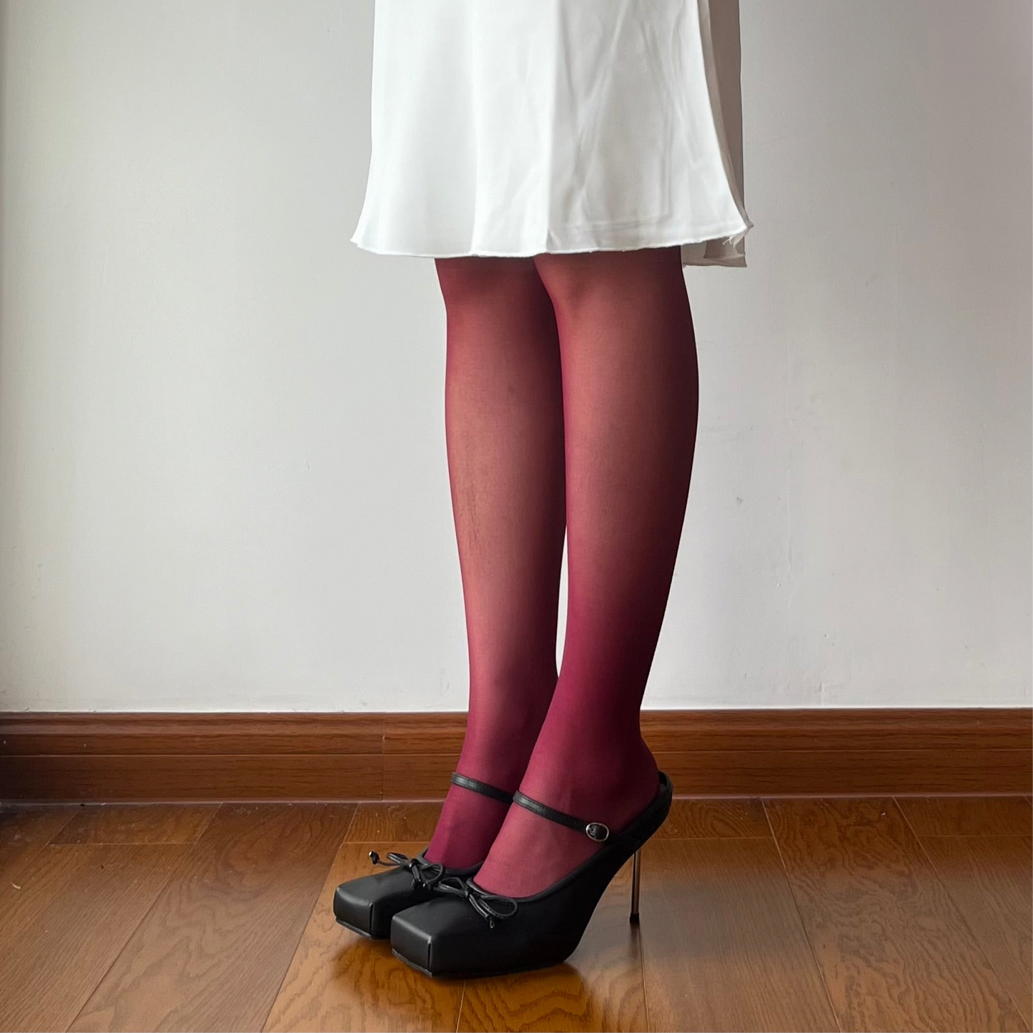 Burgundy Sheer Tights