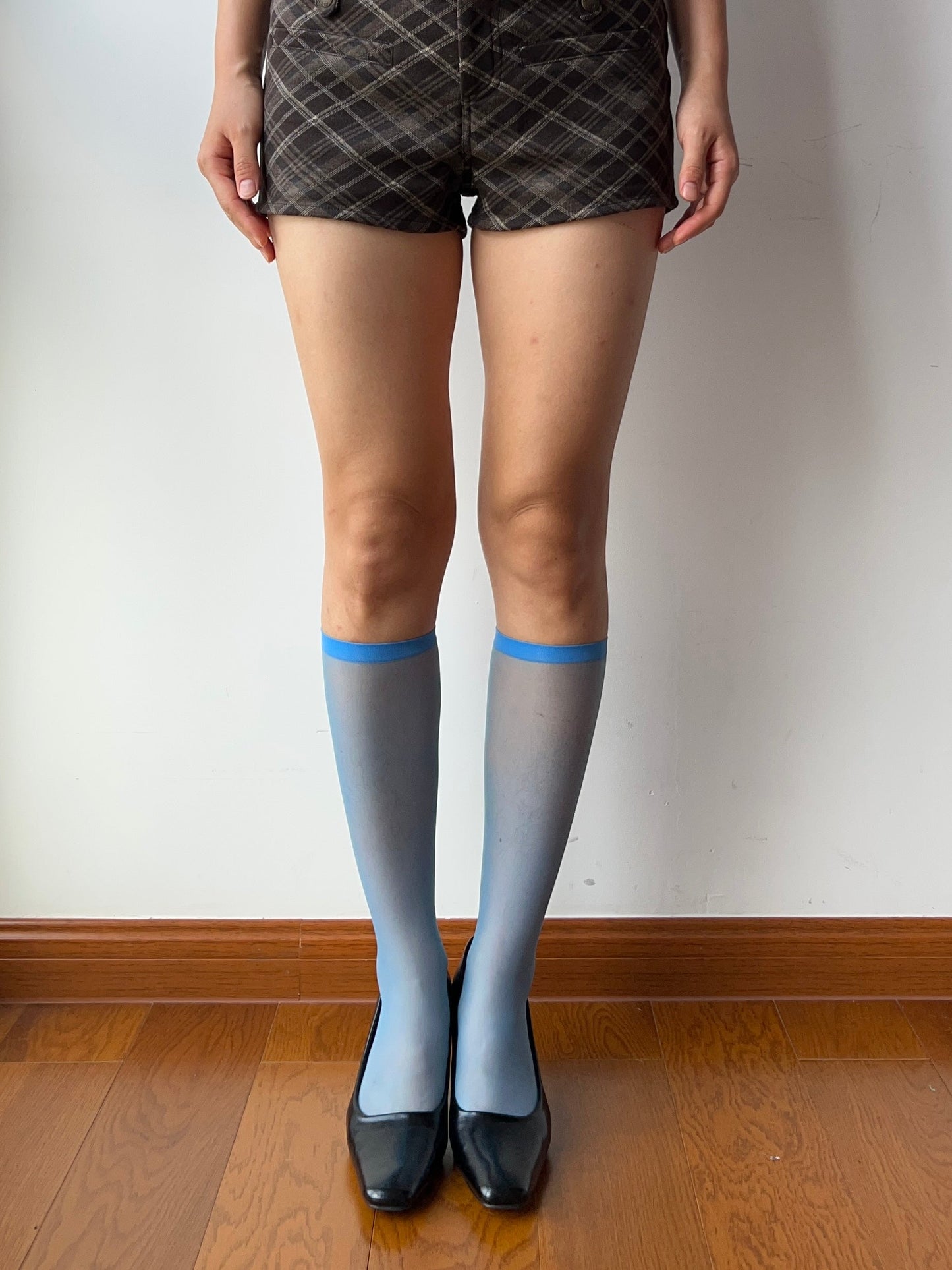 Blue Sheer Knee High Socks