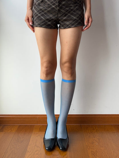 Blue Sheer Knee High Socks