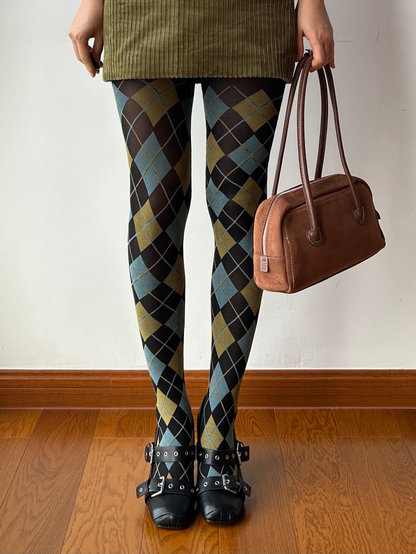 Vintage Style Check Pattern Tights