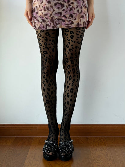 Black Leopard Sheer Tights
