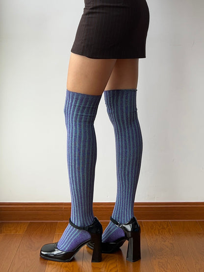 Purple Knitted Over the Knee Socks