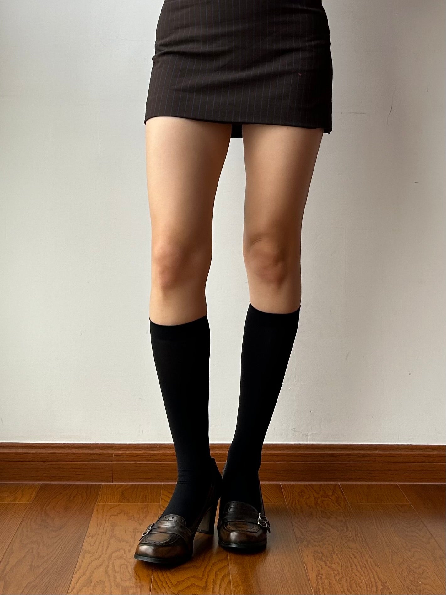 Black velvet knee high socks