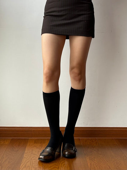Black velvet knee high socks