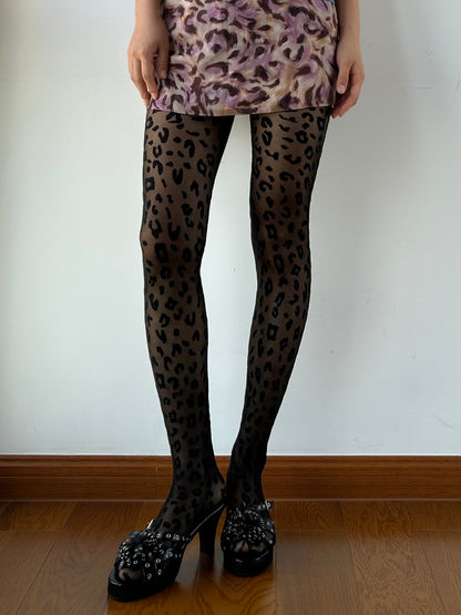 Black Leopard Sheer Tights