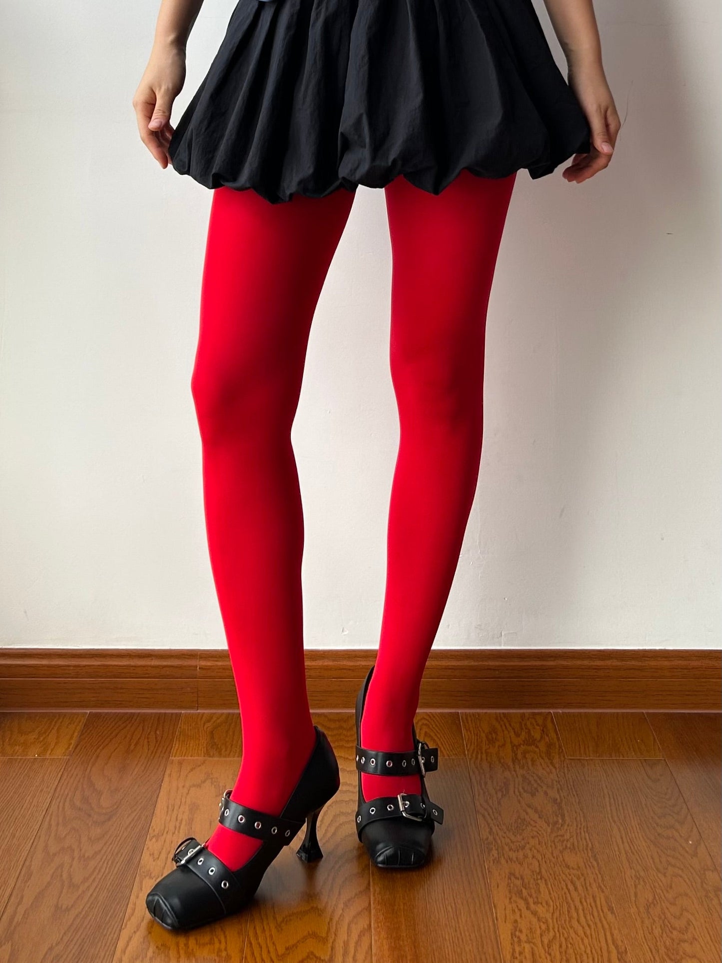 True Red Velvet Tights