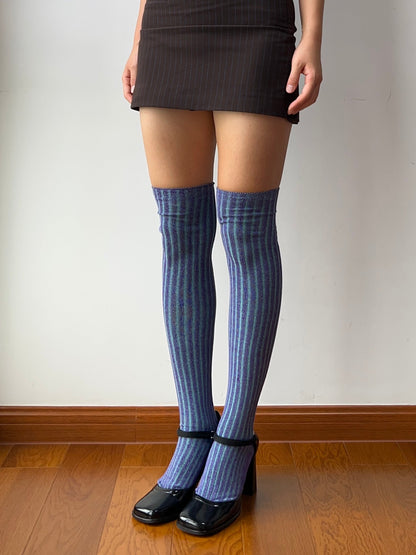 Purple Knitted Over the Knee Socks